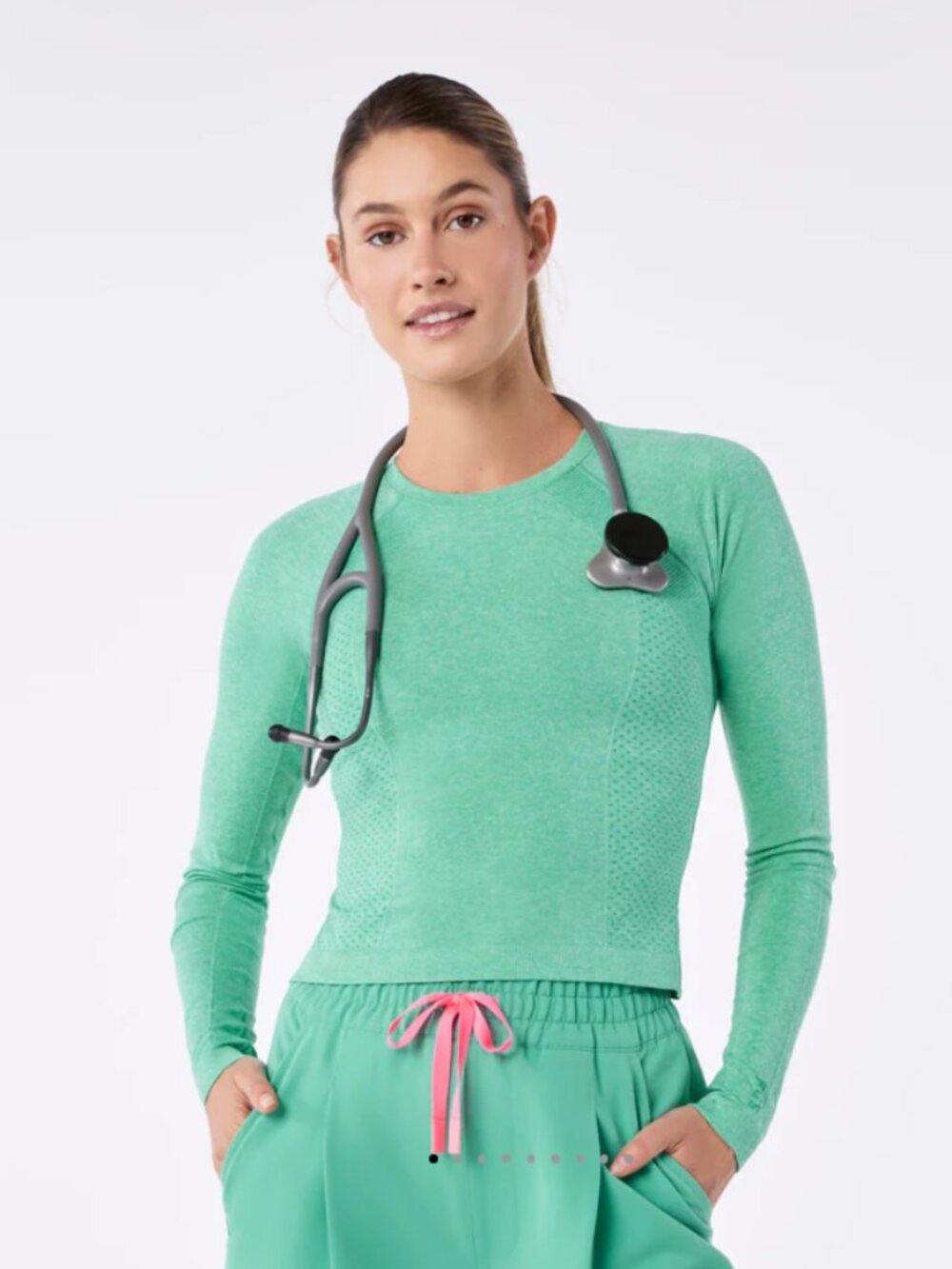 Figs Surgical Green XS Salta Cropped Longsleeve Underscrub (Sold Out Online)